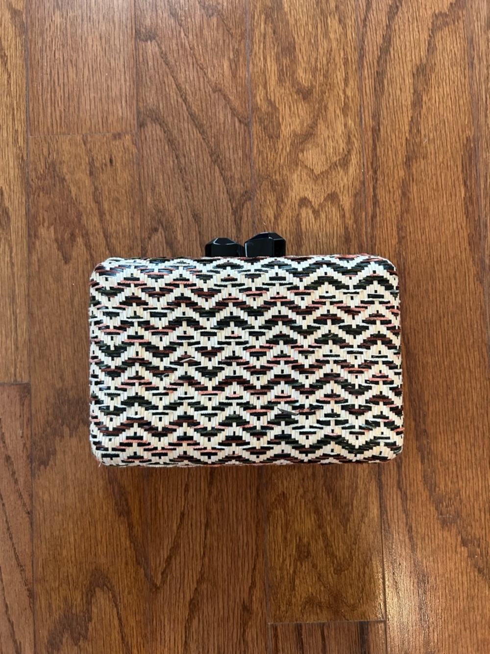 Anthropologie Black, Natural & Brown Woven Clutch